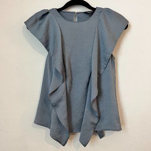 Express Blue Gray Short Sleeve Blouse